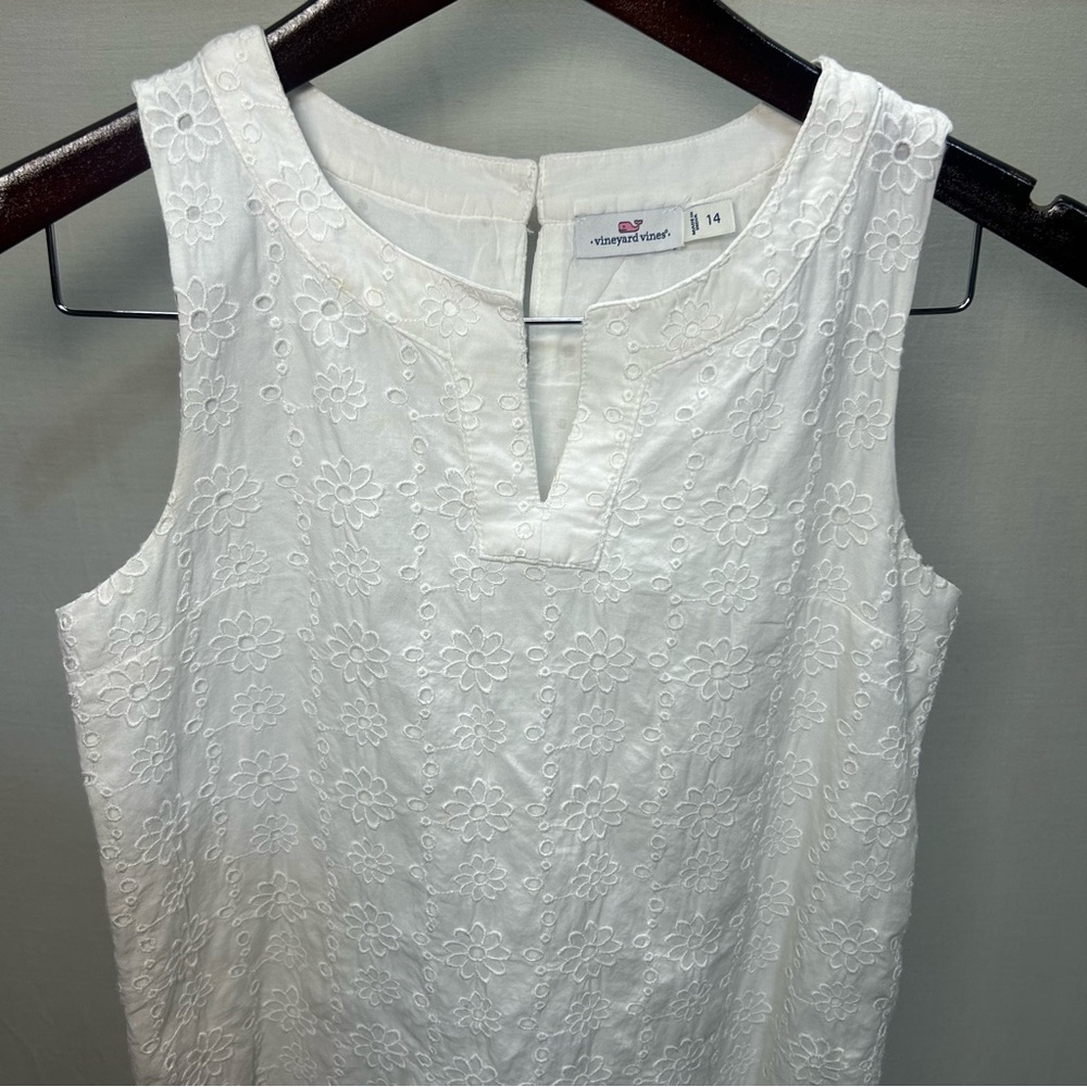 Vineyard Vines Girls white eyelet shift dress, 14